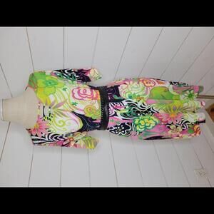 NWOT Boutique Sew in Love small white pink & green floral midi dress